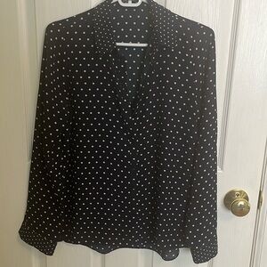 Navy / white polka dot blouse